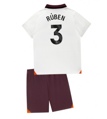 Manchester City Ruben Dias #3 Koszulka Wyjazdowych Dziecięca 2023-24 Krótki Rękaw (+ Krótkie spodenki)